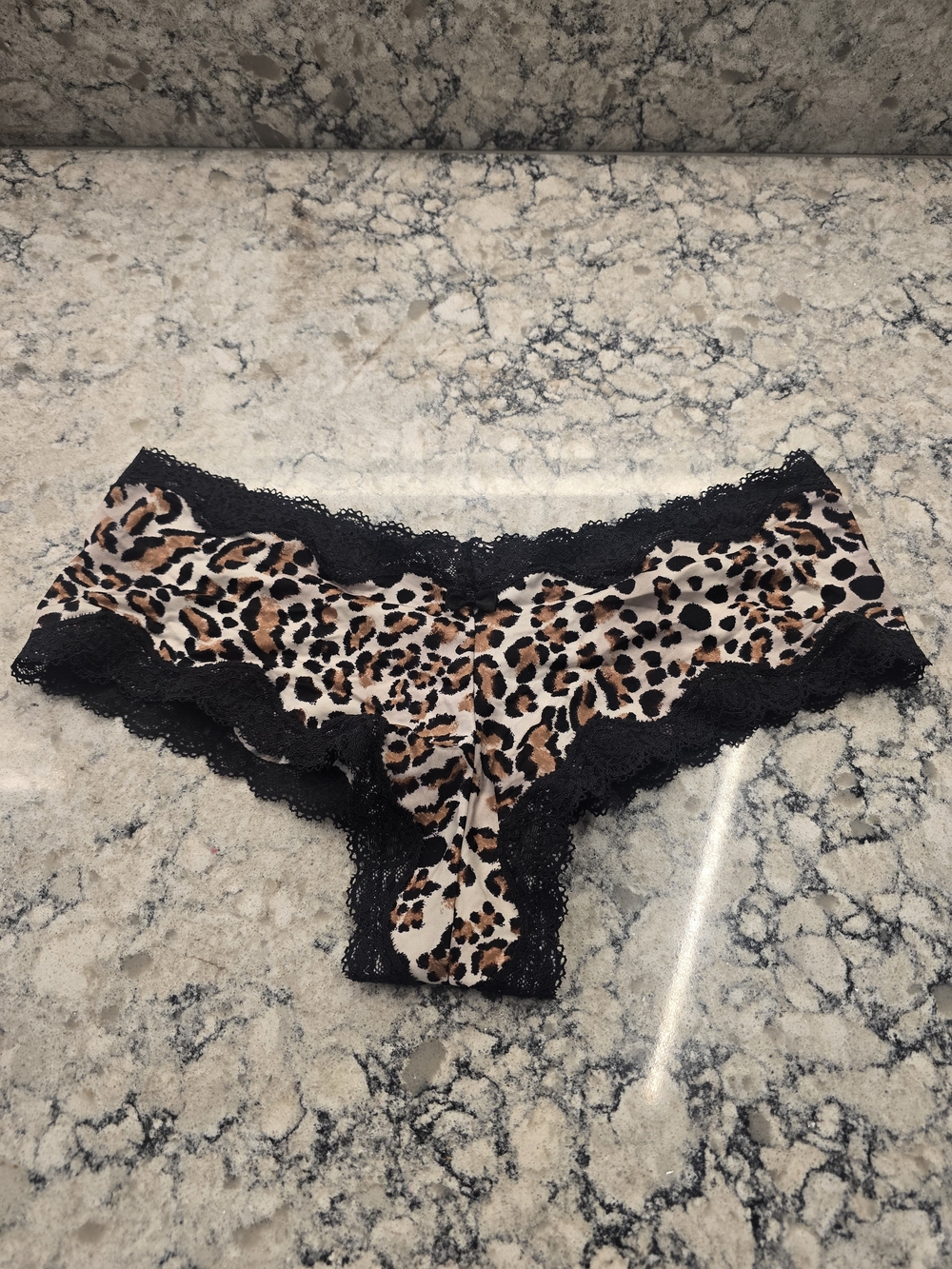 Victoria's Secret Leopard Print Lace Trim Panties in Tan, Black, Brown